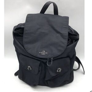 COACH New York/Nylon/Backpack Bag Purse/Leather Trim/Black